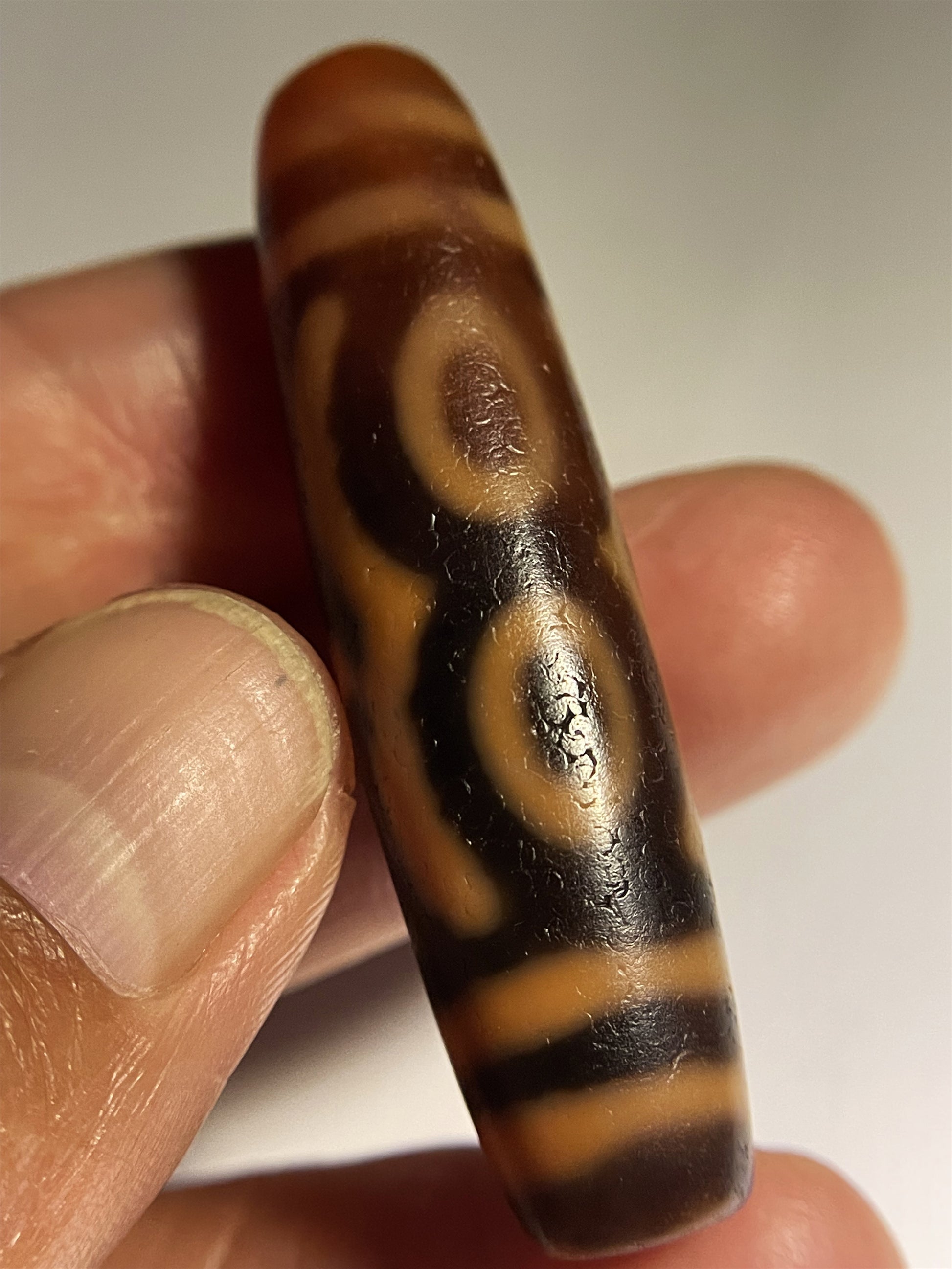 Ancient Genuine Tibetan Bodhi Three Eyes Dzi Bead Amulet Pendant Himalaya Agate Pure Special Buddha's Heart 3 Eyed Gzi Old Antique Talisman Bracelet Authentic