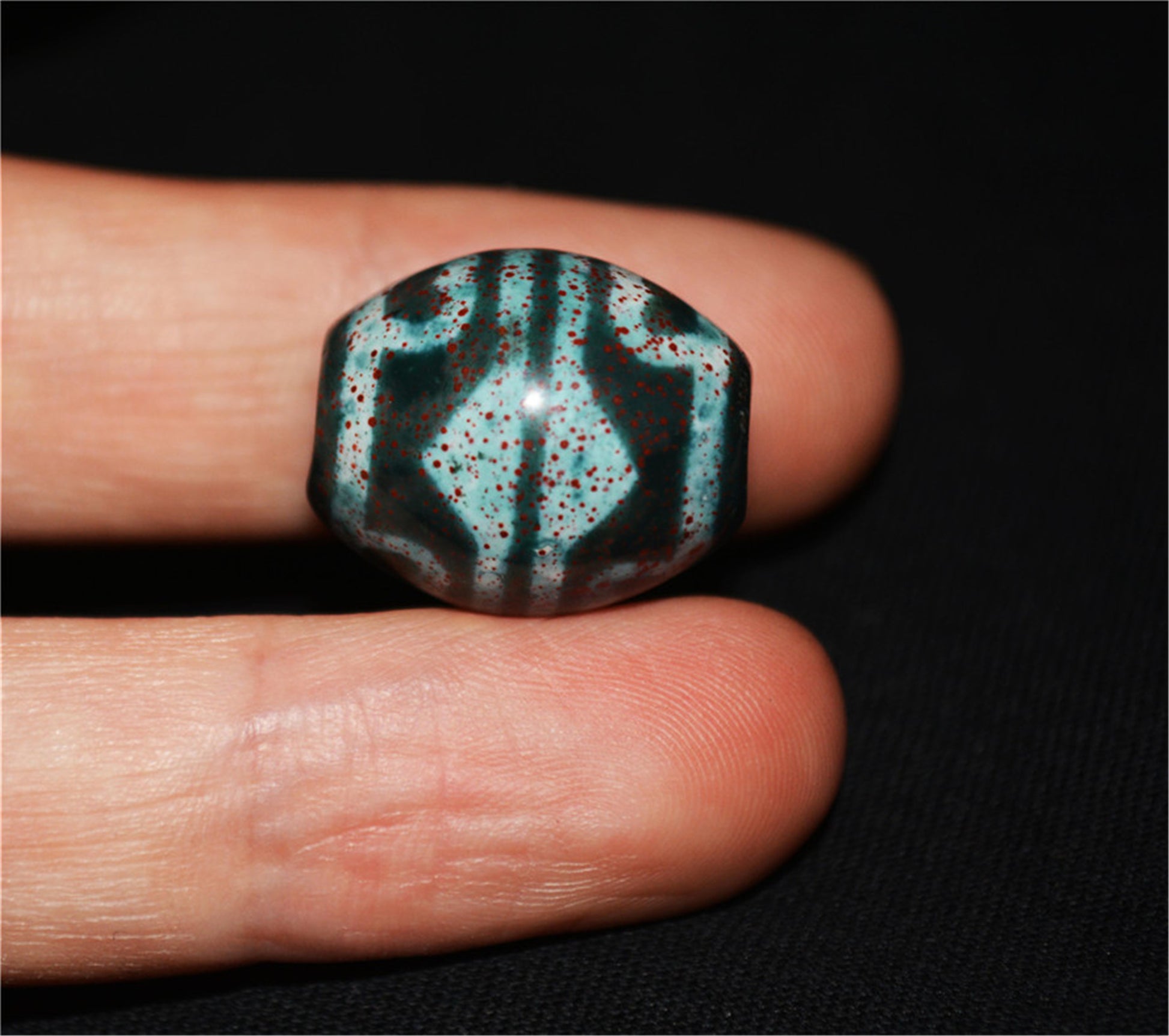Genuine Himalaya Ancient Cinnabar Lotus Dzi Bead Amulet Tibetan Old Antique Real Agate Nepal Bloodspots Pure Six Eyes Gzi Pendant Talisman Bracelet