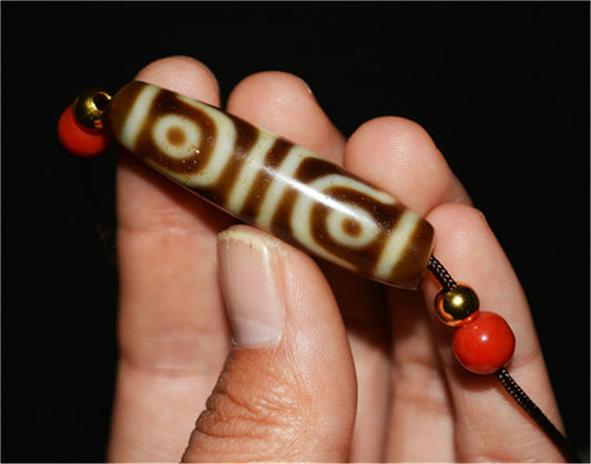 Genuine Himalaya Ancient Four Eyes Dzi Bead Pendant Amulet Tibetan Old Antique Real Agate Nepal 4 Eyed Pure Gzi Talisman Bracelet