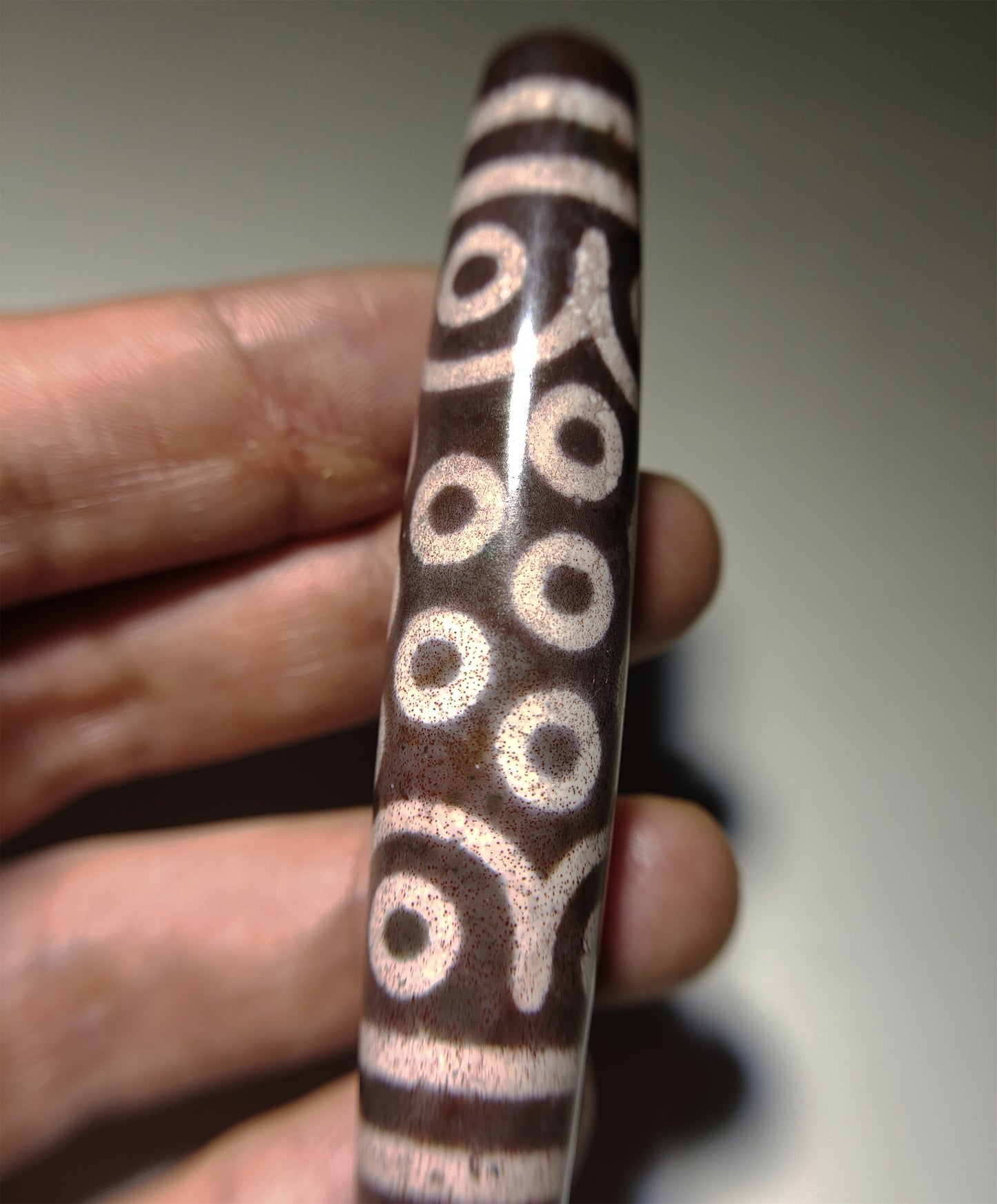 Real Tibetan Ancient Pure 21 Eyes Dzi Bead Pendant Amulet Himalaya Agate Twenty One Eyed Gzi Cinnabar Bloodspots Tibet Old