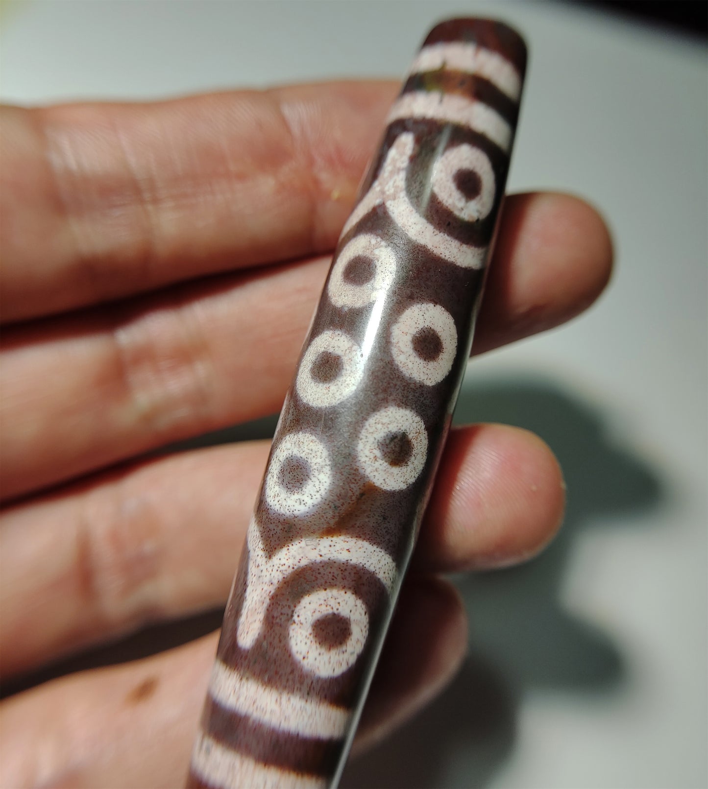 Real Tibetan Ancient Pure 21 Eyes Dzi Bead Pendant Amulet Himalaya Agate Twenty One Eyed Gzi Cinnabar Bloodspots Tibet Old