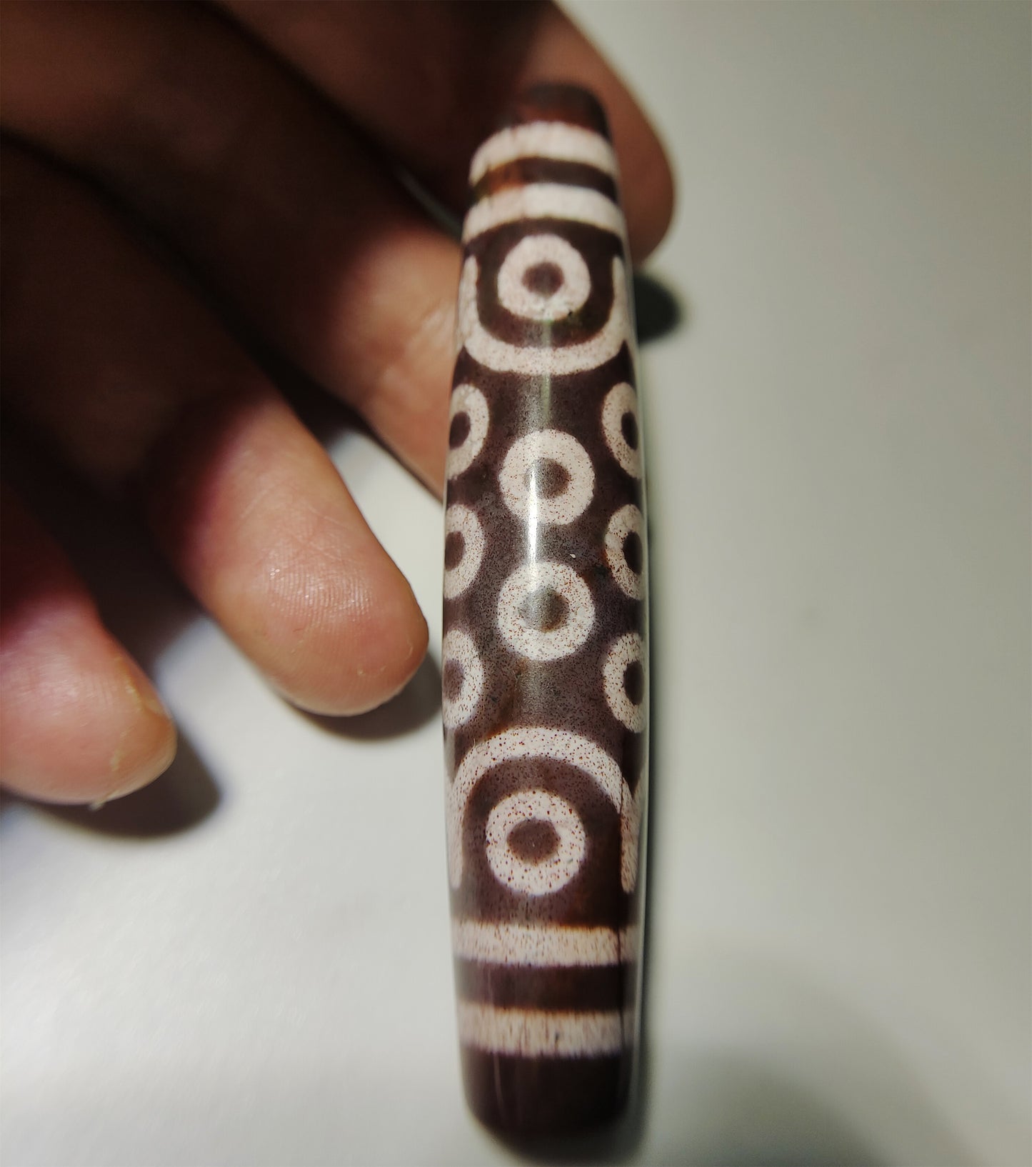 Real Tibetan Ancient Pure 21 Eyes Dzi Bead Pendant Amulet Himalaya Agate Twenty One Eyed Gzi Cinnabar Bloodspots Tibet Old