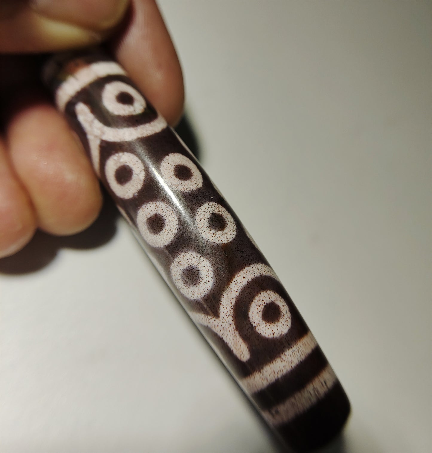 Real Tibetan Ancient Pure 21 Eyes Dzi Bead Pendant Amulet Himalaya Agate Twenty One Eyed Gzi Cinnabar Bloodspots Tibet Old