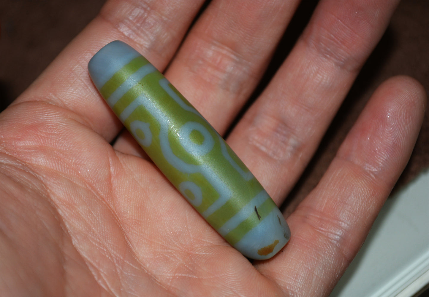 Genuine Tibetan Ancient Seven Eyes Dzi Bead Pendant Amulet Himalaya Old Antique Real Green Agate Nepal 7 Eyed Pure Gzi Talisman
