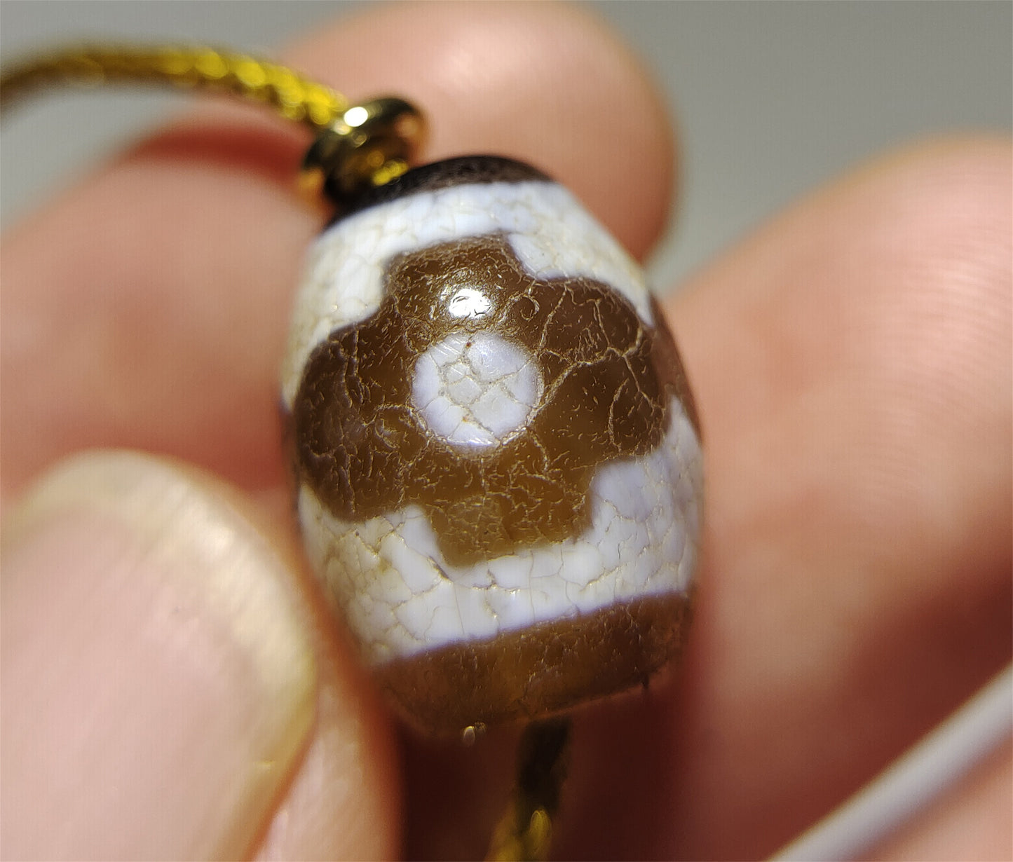 Genuine Tibetan Ancient Three Eyed Dzi Bead Pendant Amulet Himalaya Old Antique Real Agate Nepal 3 Eyes Pure Gzi Talisman Bracelet