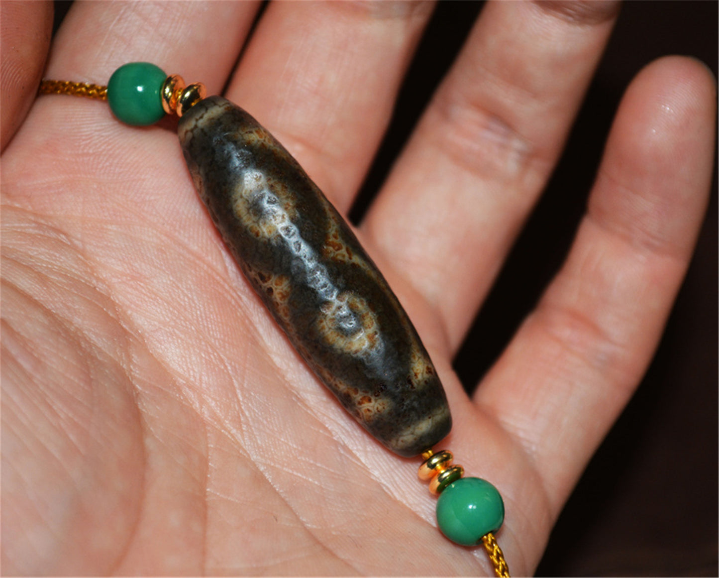 Genuine Tibetan Ancient Three Eyes Dzi Bead Pendant Amulet Himalaya Old Antique Real Agate Nepal 3 Eyed Pure Gzi Talisman Bracelet