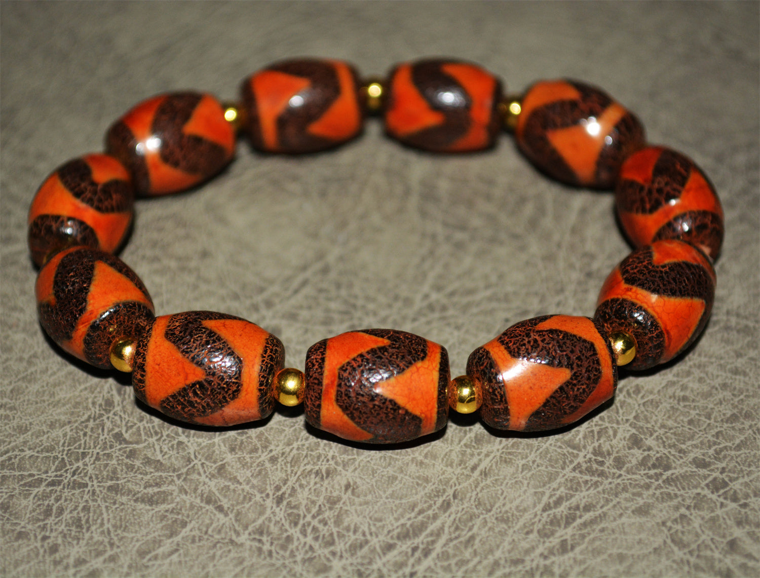 Genuine Tibetan Ancient Tiger Tooth Dzi Bead Bracelet Amulet Himalaya Zigzag Old Antique Real Agate Nepal Water Wave Pure Gzi Mala Prayer Beads Talisman