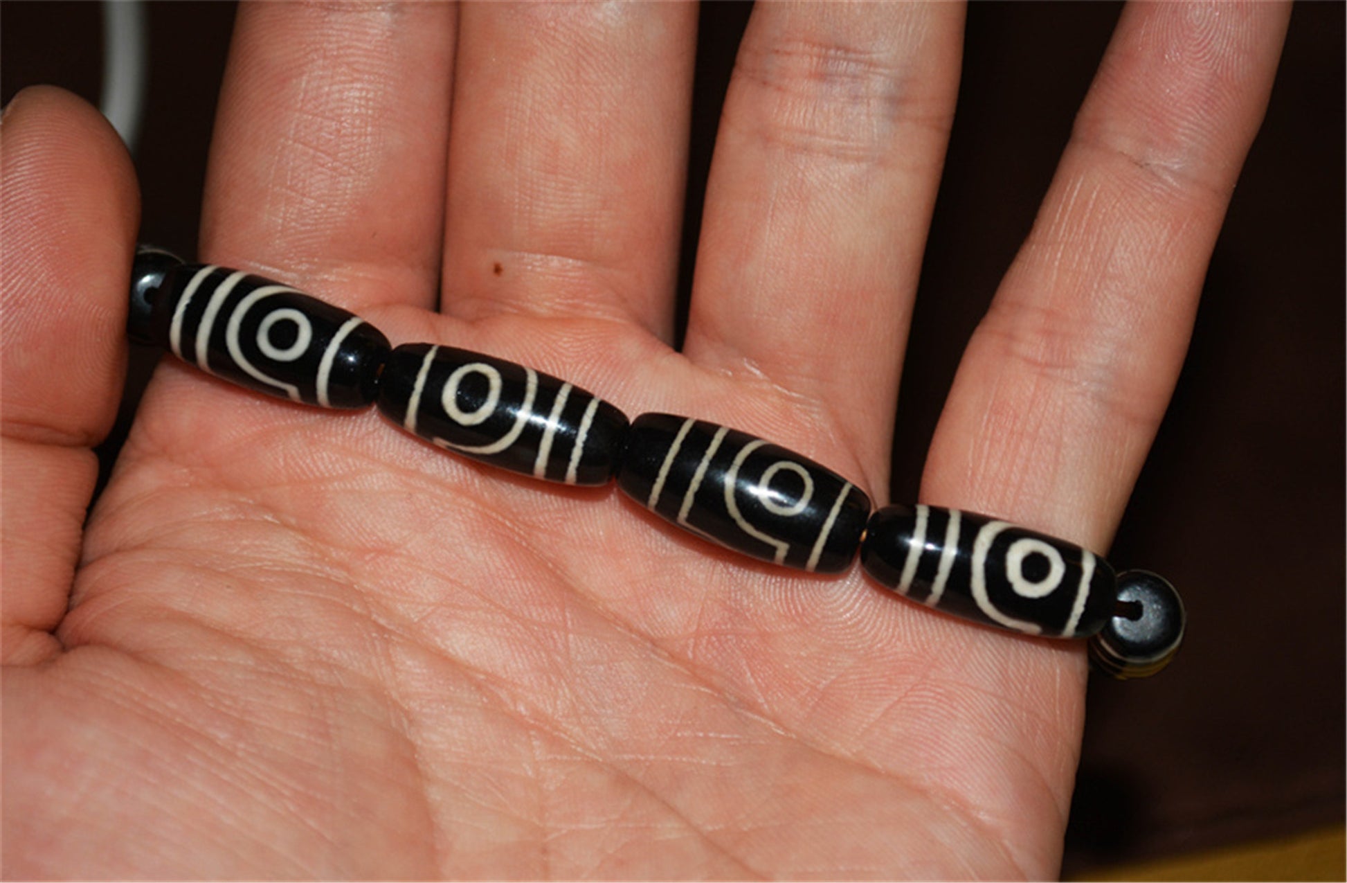 Genuine Tibetan Antique Two Eyes Dzi Bead Bracelet Amulet Himalaya Old Mala Real Agate Nepal 2 Eyed Pure Gzi Talisman Bracelet