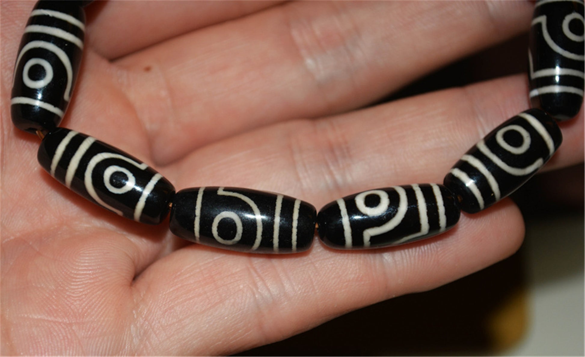 Genuine Tibetan Antique Two Eyes Dzi Bead Bracelet Amulet Himalaya Old Mala Real Agate Nepal 2 Eyed Pure Gzi Talisman Bracelet