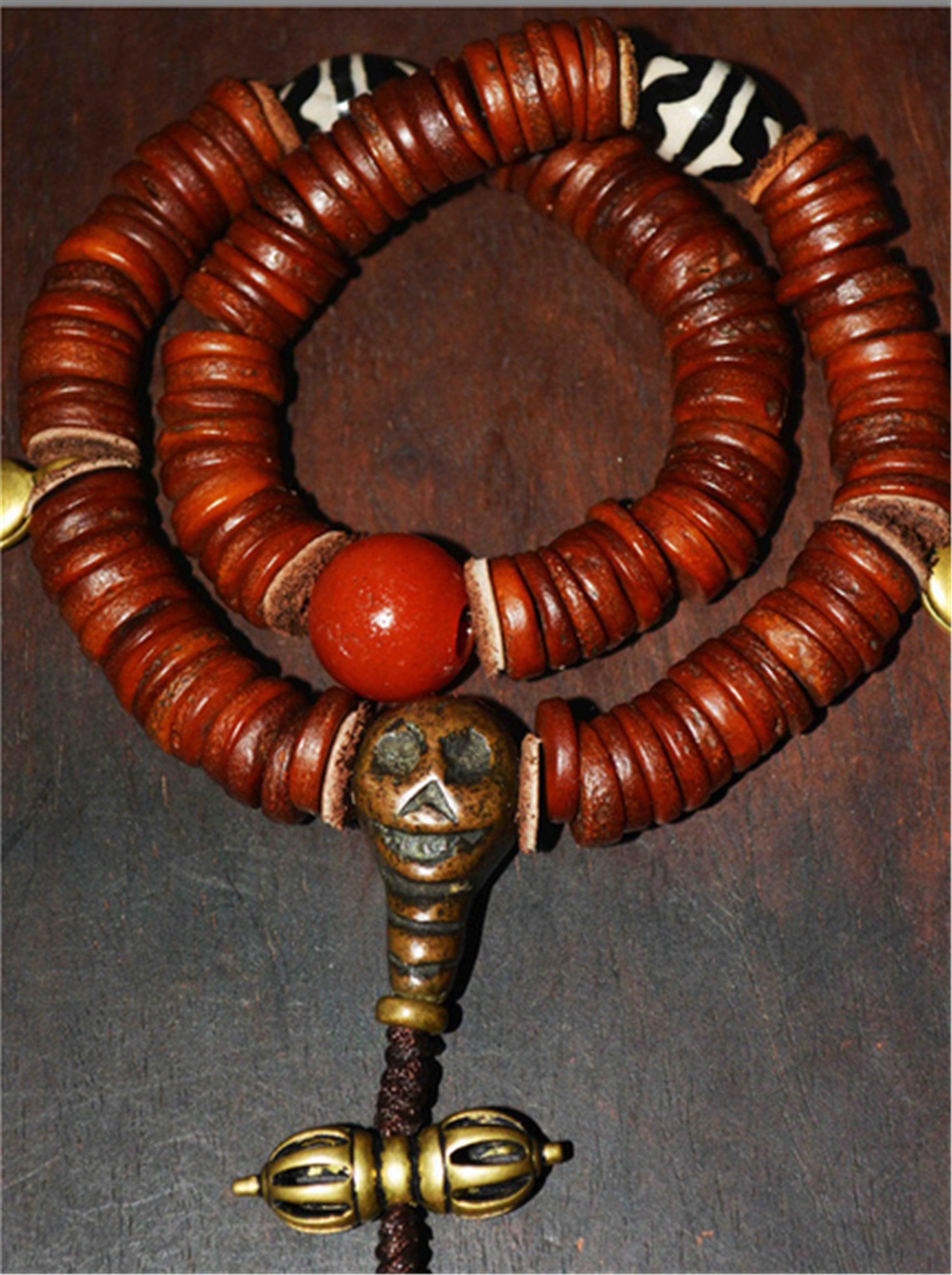 Genuine Tibetan Old Antique Kapala Bone Mala Prayer Beads 108 Rosary Bracelet Himalayan Real 108 Buddhism Worry Necklace Amulet