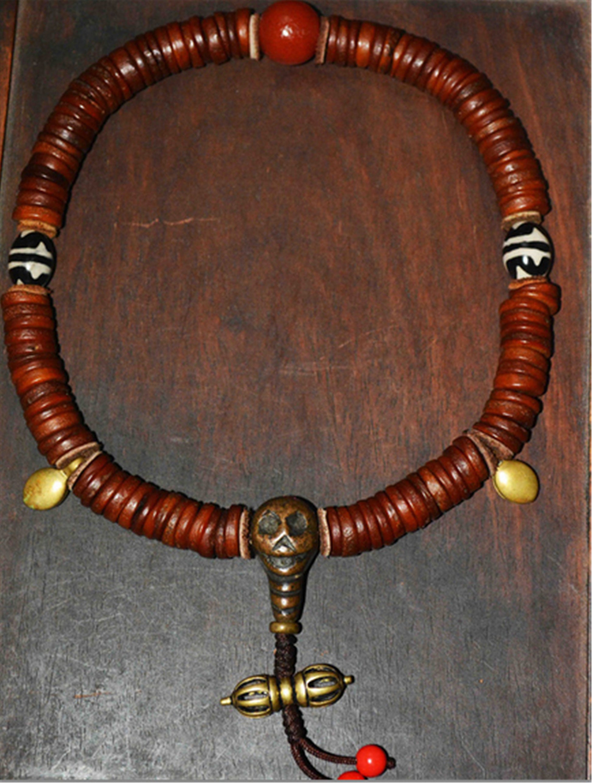 Genuine Tibetan Old Antique Kapala Bone Mala Prayer Beads 108 Rosary Bracelet Himalayan Real 108 Buddhism Worry Necklace Amulet