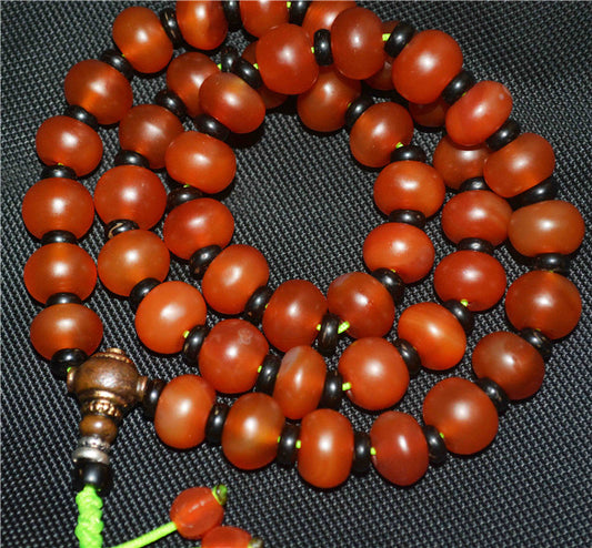 Himalaya Old Antique Real Pema Raka Mala Prayer Beads Red Agate Nanhong Carnelian Rosary Bracelet