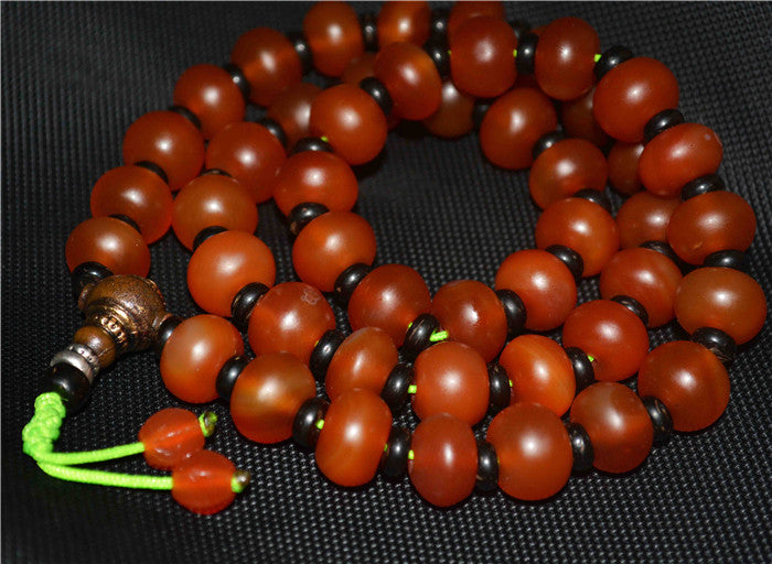 Himalaya Old Antique Real Pema Raka Mala Prayer Beads Red Agate Nanhong Carnelian Rosary Bracelet