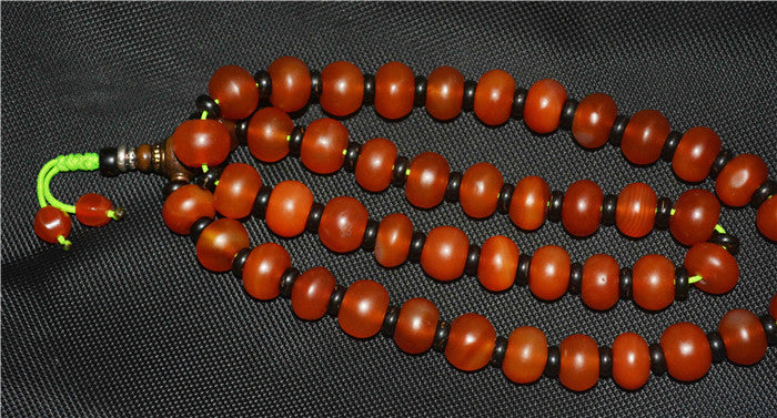 Himalaya Old Antique Real Pema Raka Mala Prayer Beads Red Agate Nanhong Carnelian Rosary Bracelet