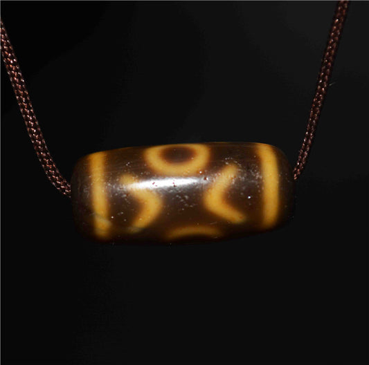 Himalayan Ancient Special Three Eyed Dzi Bead Amulet Real Tibetan Pendant Agate Pure Gzi Old Antique Genuine Talisman Bracelet