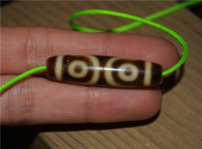 Himalayan Ancient Three Eyes Dzi Bead Amulet Tibet Genuine Pendant Agate Pure 3 Eyed Gzi Old Antique Talisman Bracelet Authentic