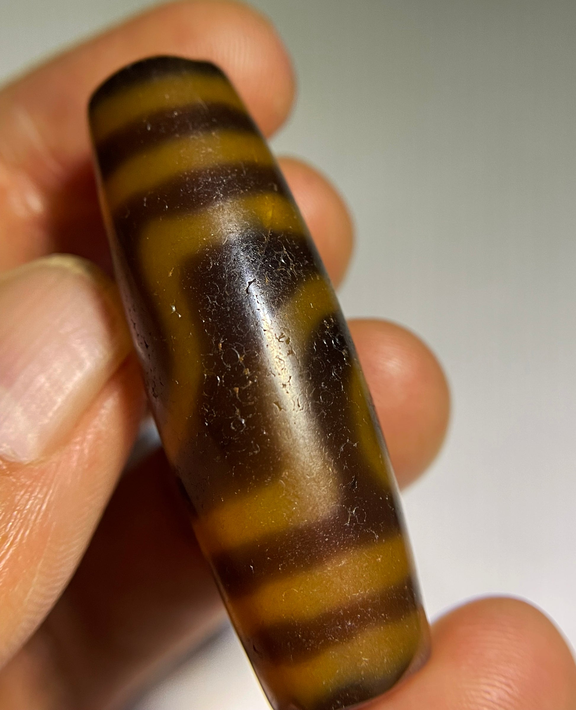 Himalayan Ancient Two Eye Dzi Bead Amulet Pendant Tibet Agate Real 2 Eyed Pure Gzi Old Antique Talisman