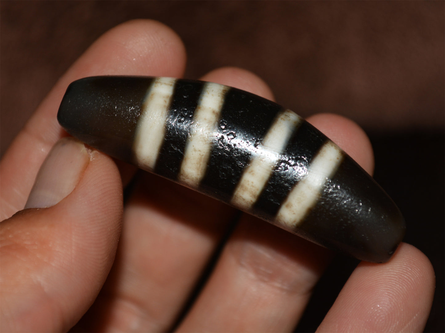 Himalayan Old Ancient Four Seven Stripes Dzi Bead 4 Striped Amulet Real Tibet Agate Gzi