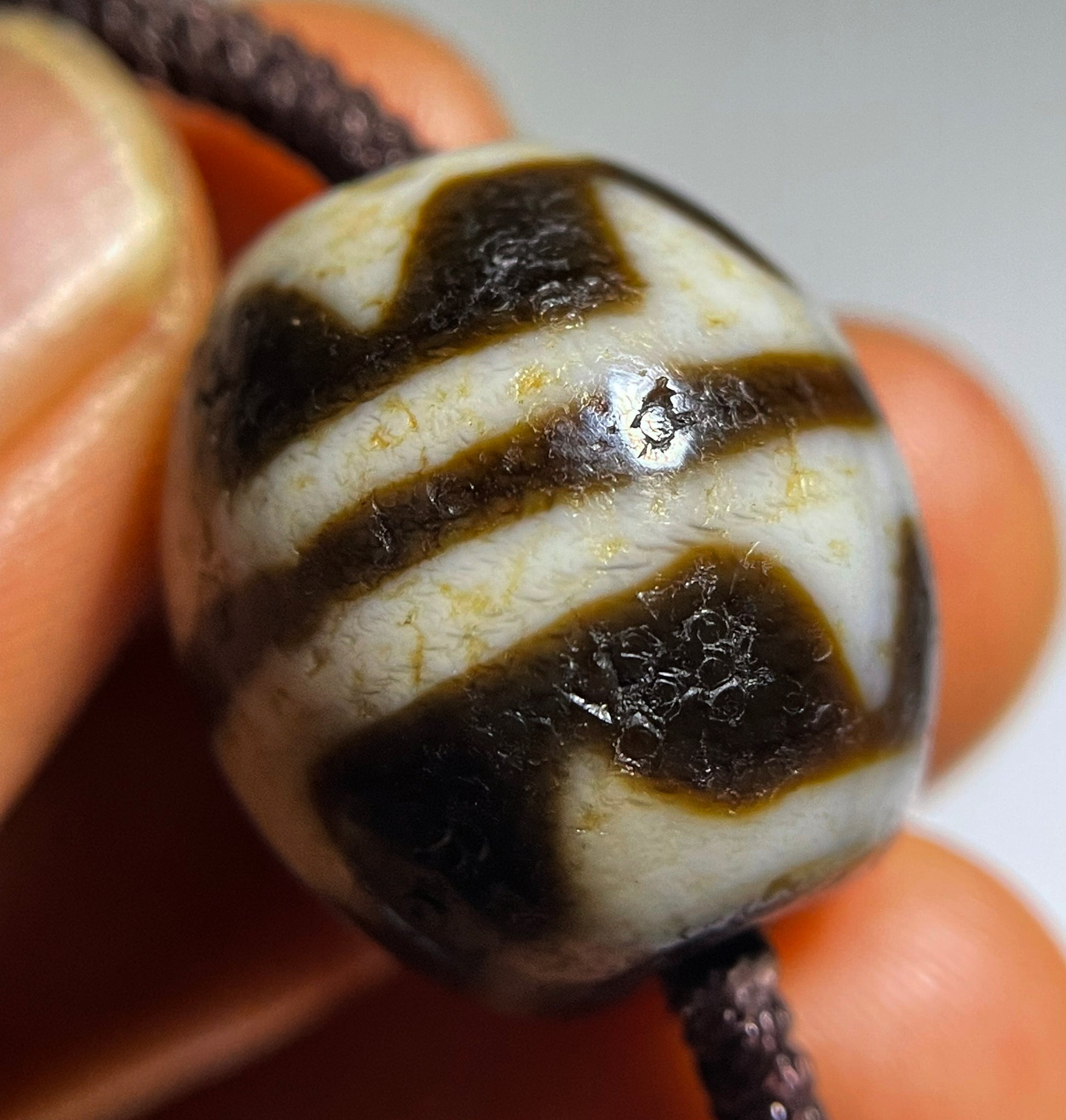 Himalayan Old Ancient Nine Eyes Dzi Bead Amulet Pendant Tibet Agate Real Pure Tiger Tooth Water Wave Gzi Antique Talisman