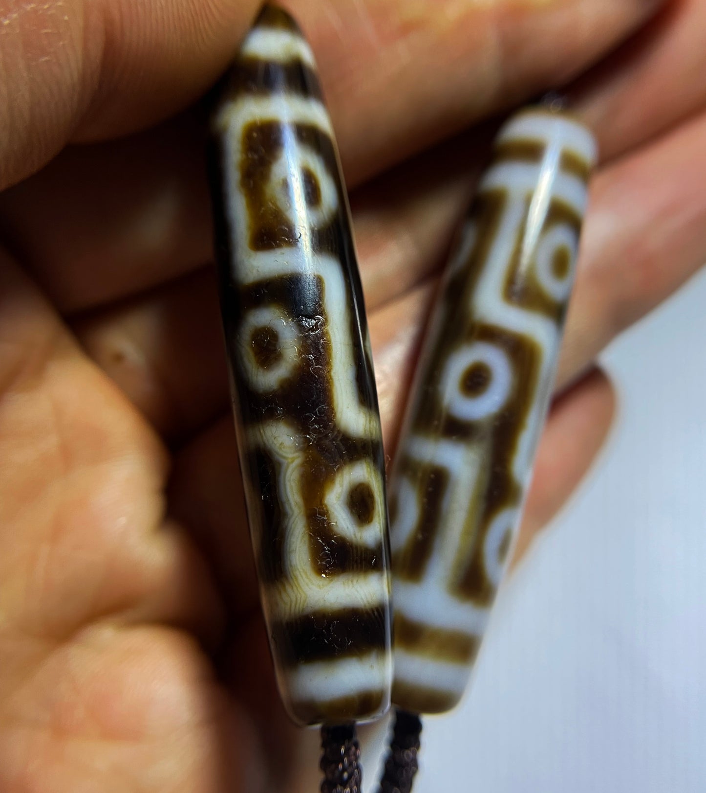 Himalayan Old Ancient Nine Eyes Dzi Bead Amulet Pendant Tibet Agate Real Pure Tiger Tooth Water Wave Gzi Antique Talisman