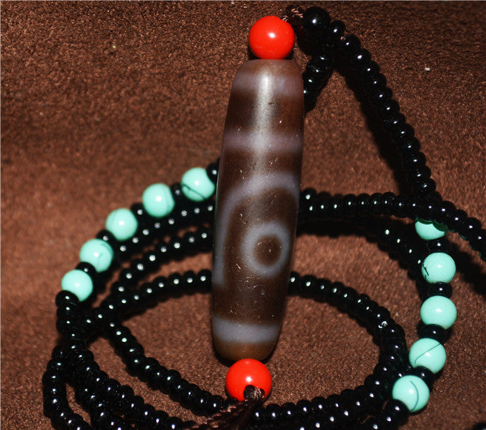 Himalayan Old Ancient Two Eyes Dzi Bead Amulet Pendant Tibet Agate Pure 2 Eyed Gzi Talisman Bracelet Charm