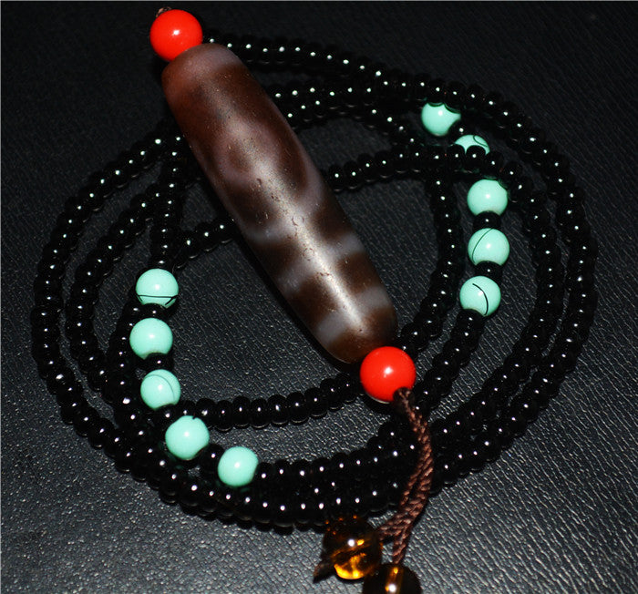 Himalayan Old Ancient Two Eyes Dzi Bead Amulet Pendant Tibet Agate Pure 2 Eyed Gzi Talisman Bracelet Charm