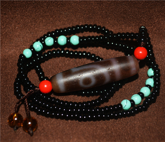 Himalayan Old Ancient Two Eyes Dzi Bead Amulet Pendant Tibet Agate Pure 2 Eyed Gzi Talisman Bracelet Charm