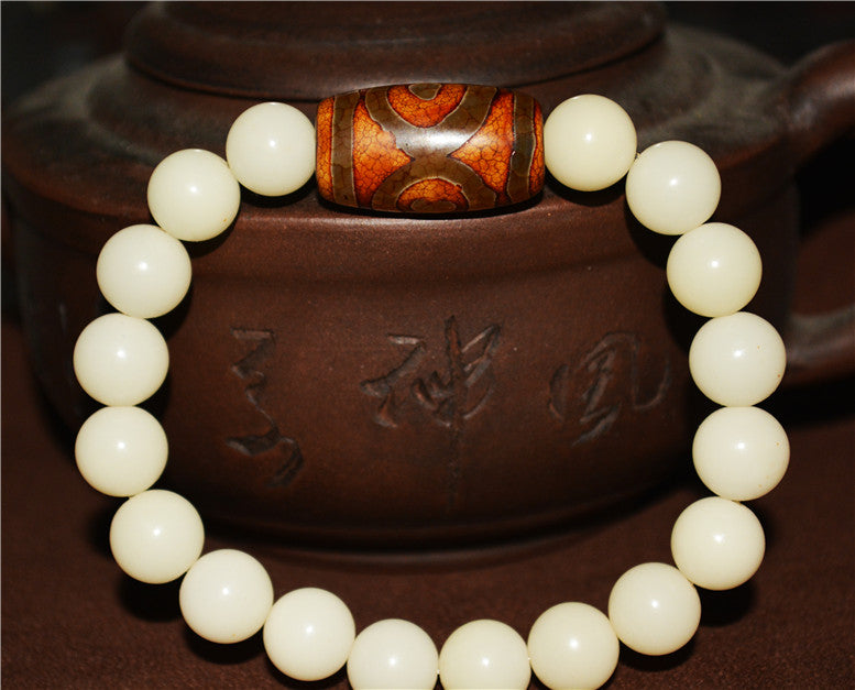 Himalayan Old Three Eyes Dzi Bead Amulet Bracelet Real Tibet Agate 3 Eyed Pure Gzi Talisman