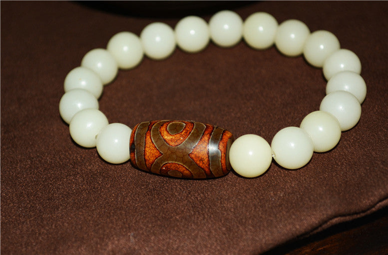 Himalayan Old Three Eyes Dzi Bead Amulet Bracelet Real Tibet Agate 3 Eyed Pure Gzi Talisman