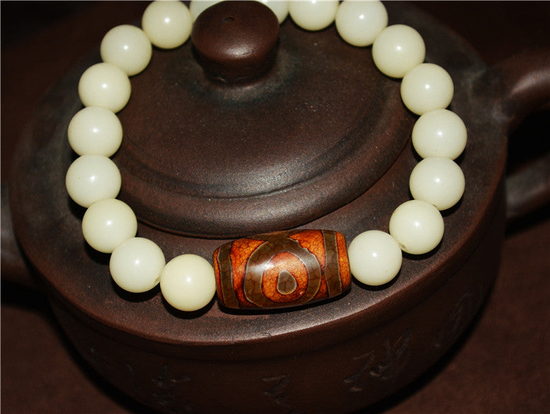 Himalayan Old Three Eyes Dzi Bead Amulet Bracelet Real Tibet Agate 3 Eyed Pure Gzi Talisman