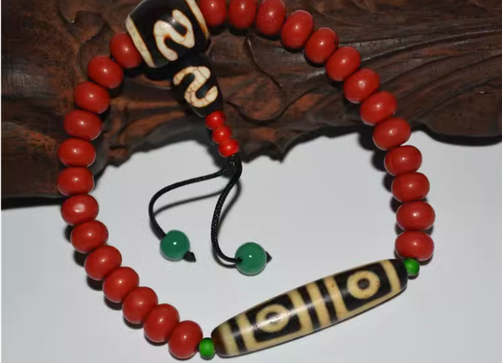 Real Ancient Tibetan Four Eyes Dzi Bead Amulet Himalayan Bracelet Pure 4 Eyed Gzi Pendant Genuine Old Antique Agate Talisman