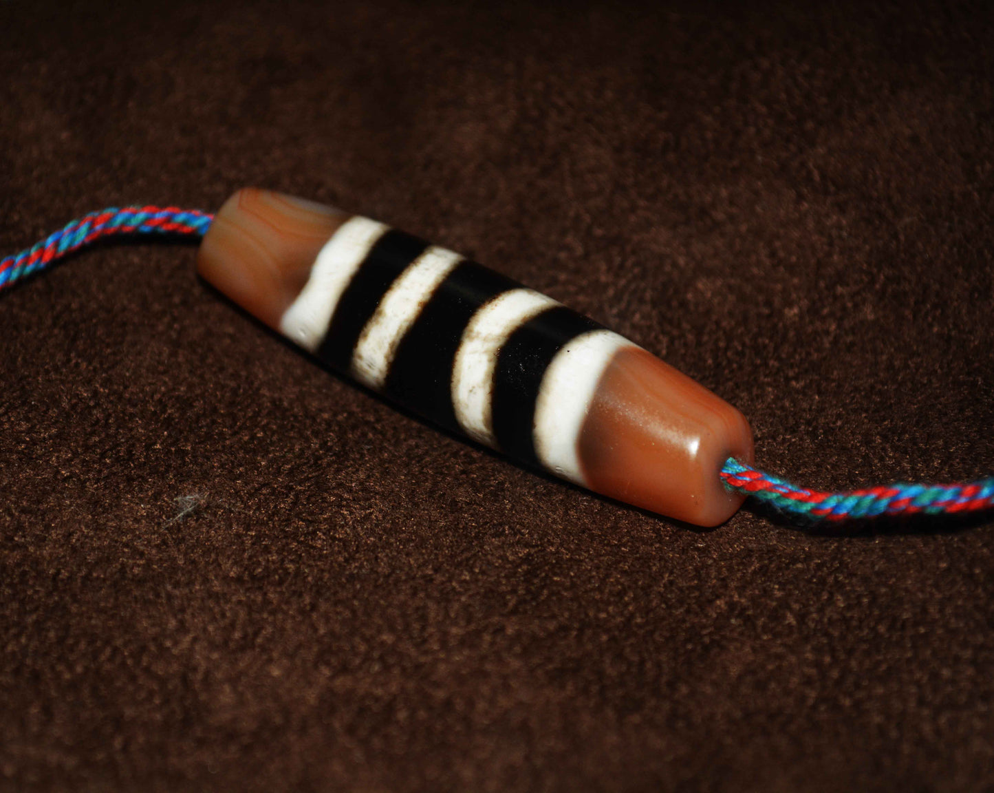Real Ancient Tibetan Seven Stripes Dzi Bead Amulet Himalayan Agate  Genuine 4 Striped Gzi