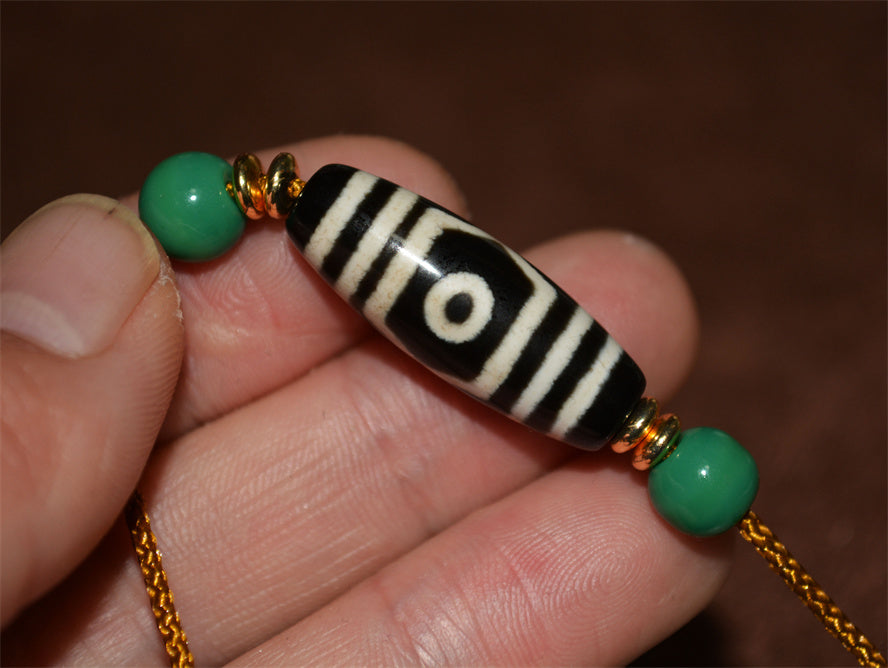 Real Ancient Tibetan Three Eyed Dzi Bead Amulet Himalaya Pure 3 Eyes Gzi Pendant Genuine Old Antique Agate Talisman Bracelet