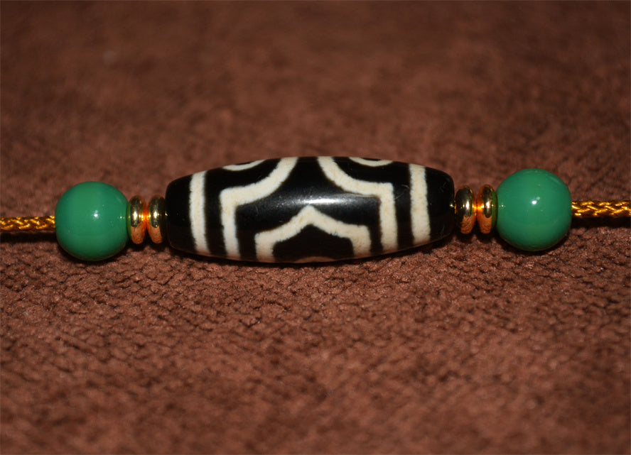 Real Ancient Tibetan Three Eyed Dzi Bead Amulet Himalaya Pure 3 Eyes Gzi Pendant Genuine Old Antique Agate Talisman Bracelet