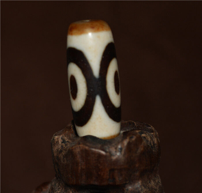 Real Ancient Tibetan Three Eyes Dzi Bead Amulet Himalayan Old Antique Genuine Agate Nepal 3 Eyed Pure Gzi Talisman Bracelet Pendant