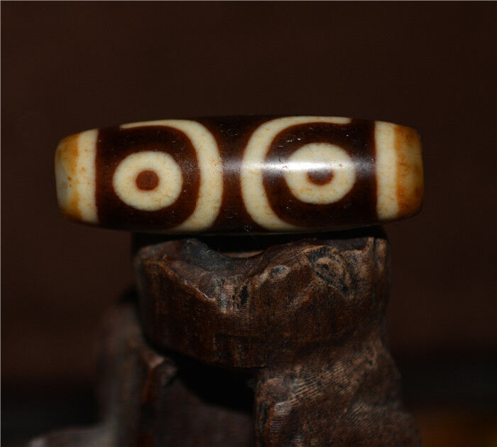 Real Ancient Tibetan Three Eyes Dzi Bead Amulet Himalayan Old Pendant Antique Genuine Agate Nepal 3 Eyed Pure Gzi Talisman Bracelet