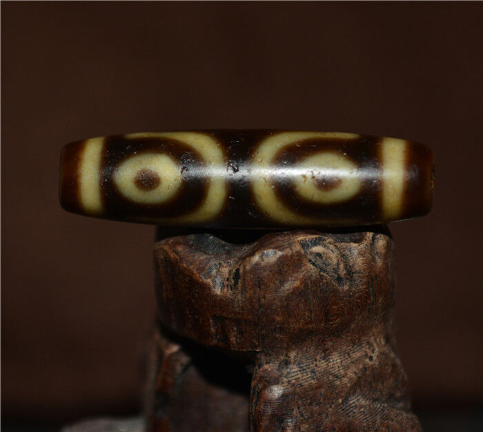 Real Ancient Tibetan Three Eyes Dzi Bead Pendant Amulet Himalayan Old Antique Genuine Agate Nepal 3 Eyed Pure Gzi Talisman Bracelet