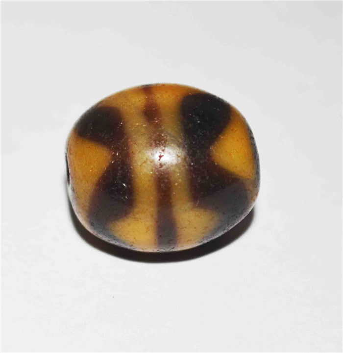 Real Ancient Tibetan Tiger Tooth Dzi Bead Amulet Agate Double Water Wave Himalayan Genuine Zigzag Gzi Pendant
