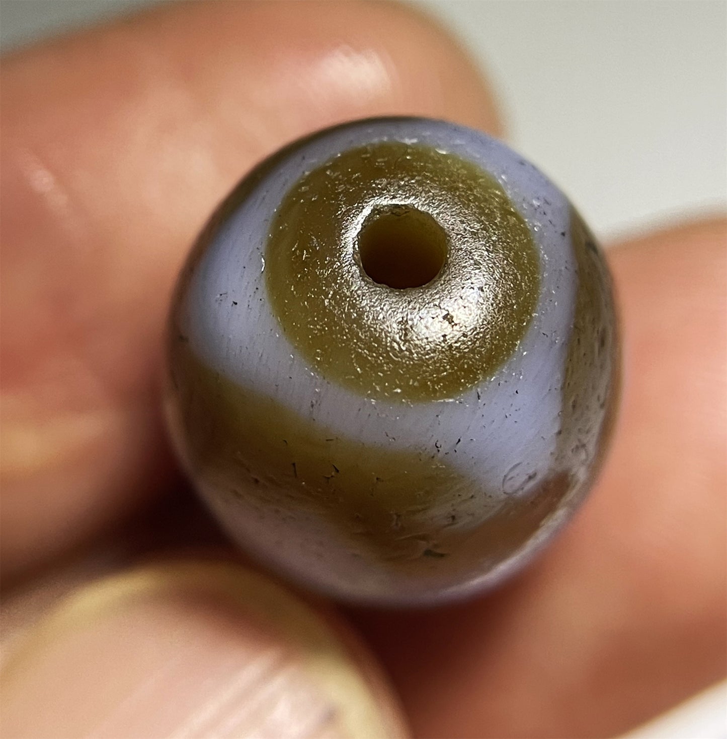 Real Ancient Tibetan Tiger Tooth Dzi Bead Amulet Agate Water Wave Himalaya Genuine Zigzag Gzi Pendant