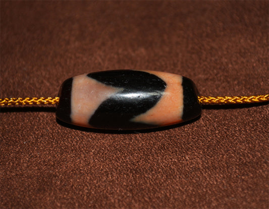 Real Ancient Tibetan Tiger Tooth Dzi Bead Amulet Himalaya Cinnabar Water Wave Pure Gzi Pendant Genuine Old Antique Bloodspot Agate ZigZag Talisman Bracelet