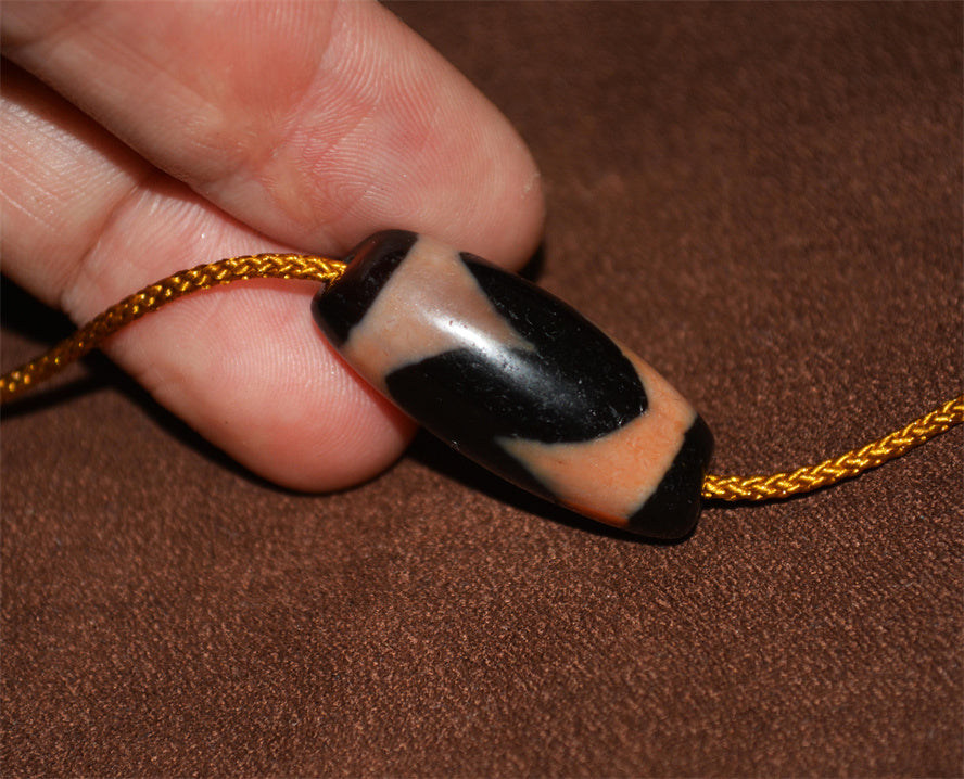 Real Ancient Tibetan Tiger Tooth Dzi Bead Amulet Himalaya Cinnabar Water Wave Pure Gzi Pendant Genuine Old Antique Bloodspot Agate ZigZag Talisman Bracelet