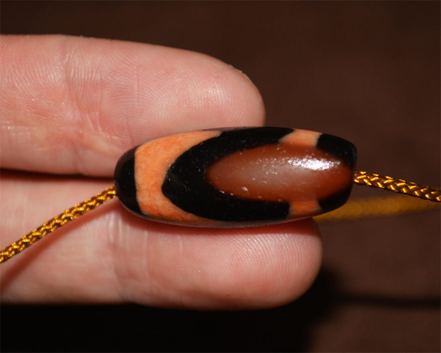 Real Ancient Tibetan Tiger Tooth Dzi Bead Amulet Himalaya Cinnabar Water Wave Pure Gzi Pendant Genuine Old Antique Bloodspot Agate ZigZag Talisman Bracelet