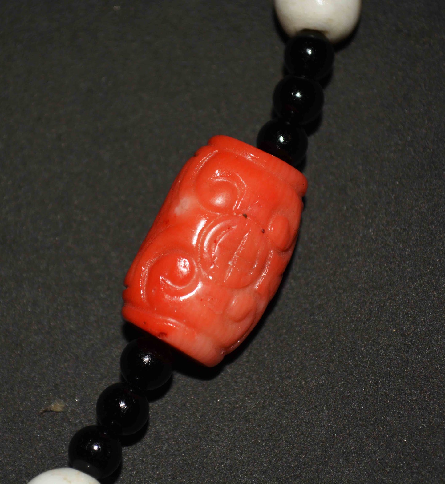 Real Ancient Tibetan Tiger Tooth Dzi Bead Amulet Necklace Red Coral Water Wave Himalaya Genuine Zigzag Gzi Pendant