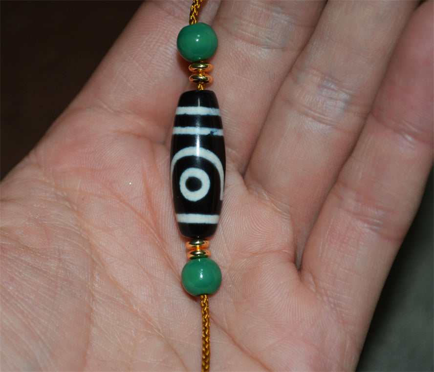Real Ancient Tibetan Two Eyed Dzi Bead Amulet Himalaya Pure 2 Eyes Gzi Pendant Genuine Old Antique Agate Talisman Bracelet