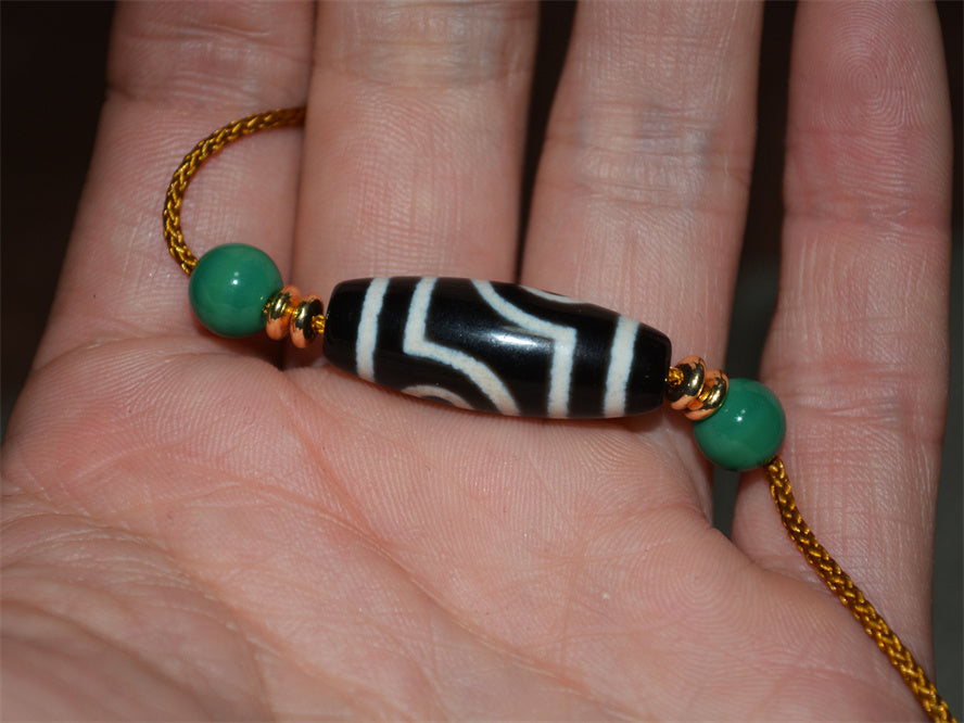 Real Ancient Tibetan Two Eyed Dzi Bead Amulet Himalaya Pure 2 Eyes Gzi Pendant Genuine Old Antique Agate Talisman Bracelet