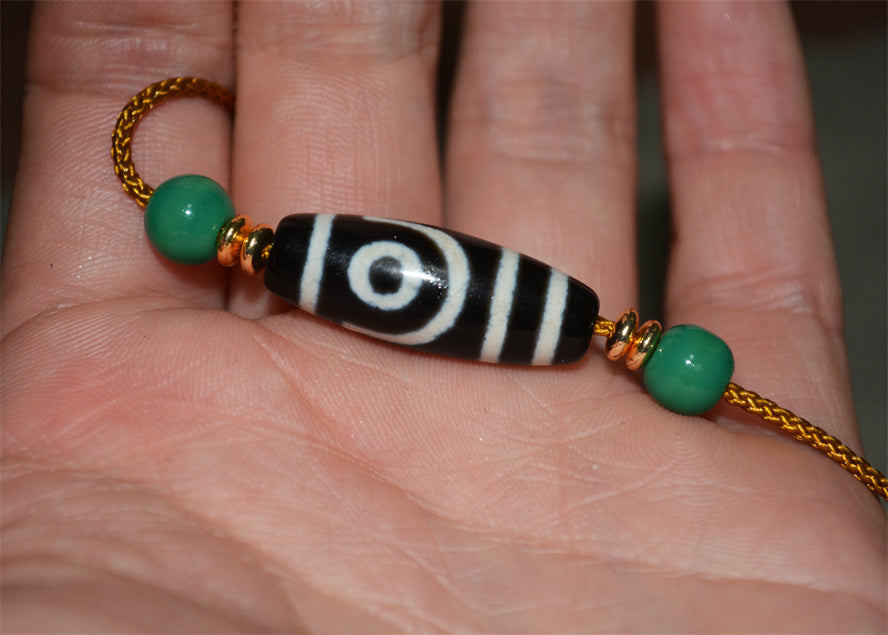 Real Ancient Tibetan Two Eyed Dzi Bead Amulet Himalaya Pure 2 Eyes Gzi Pendant Genuine Old Antique Agate Talisman Bracelet