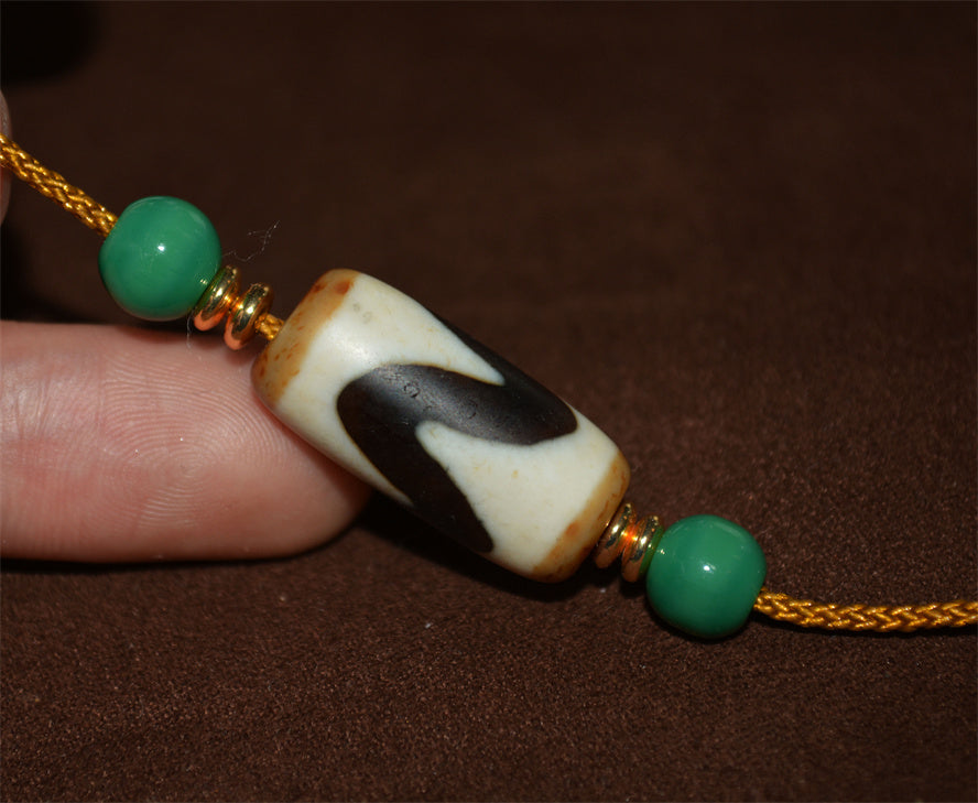Real Ancient Tibetan Water Wave Dzi Bead Amulet Himalaya Pure Tiger Tooth Gzi Pendant Genuine Old Antique Agate ZigZag Talisman Bracelet