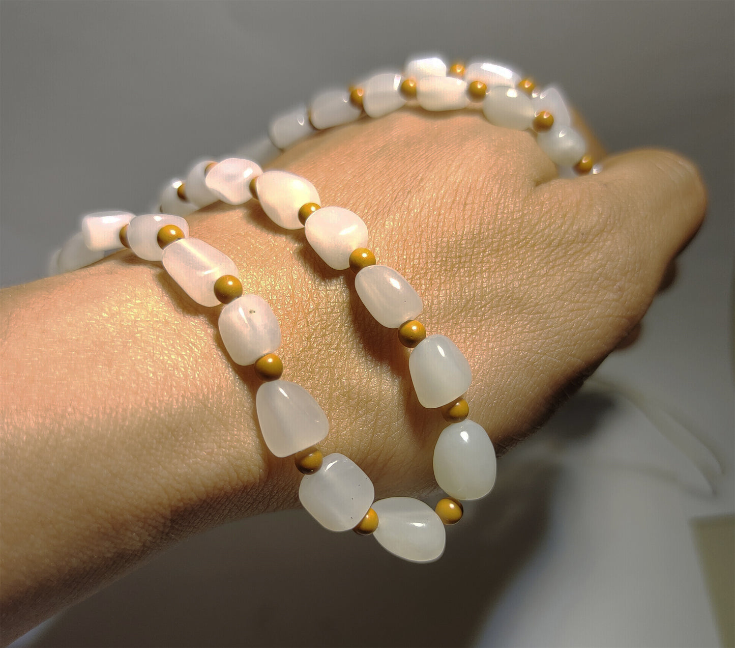 Real Chinese Antique White Hetian Jade Necklace Bracelet Nephrite Hotan Mala Prayer Beads Old Natural River Pebble Mutton Fat rosary