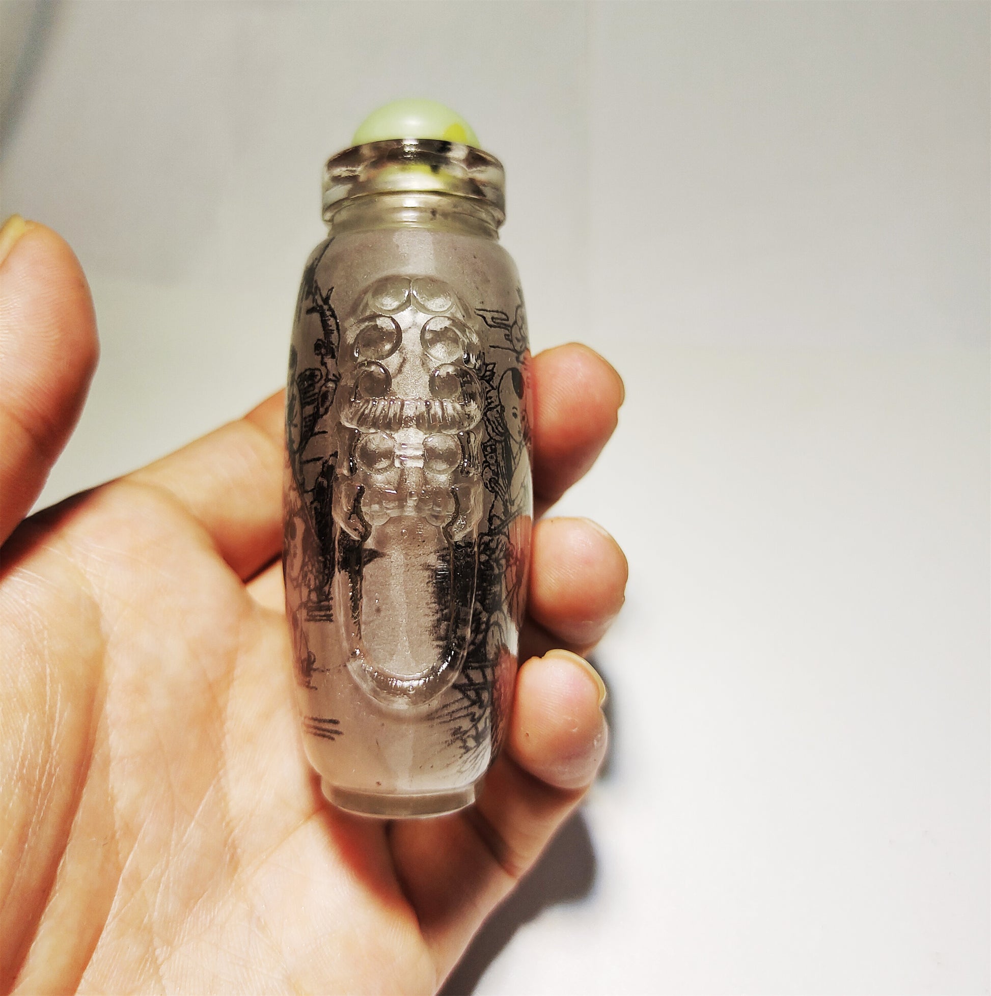 Real Chinese Old Antique Peking Glass Snuff Bottle Inside Painted Hand Oriental Collectable Kids Happy Children