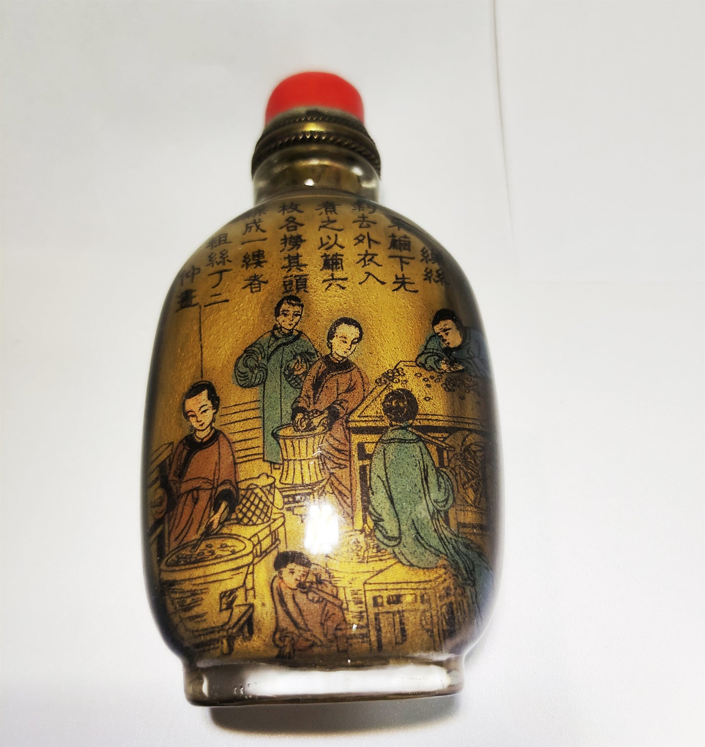 Real Chinese Old Antique Peking Glass Snuff Bottle Inside Painted Hand Oriental Collectable